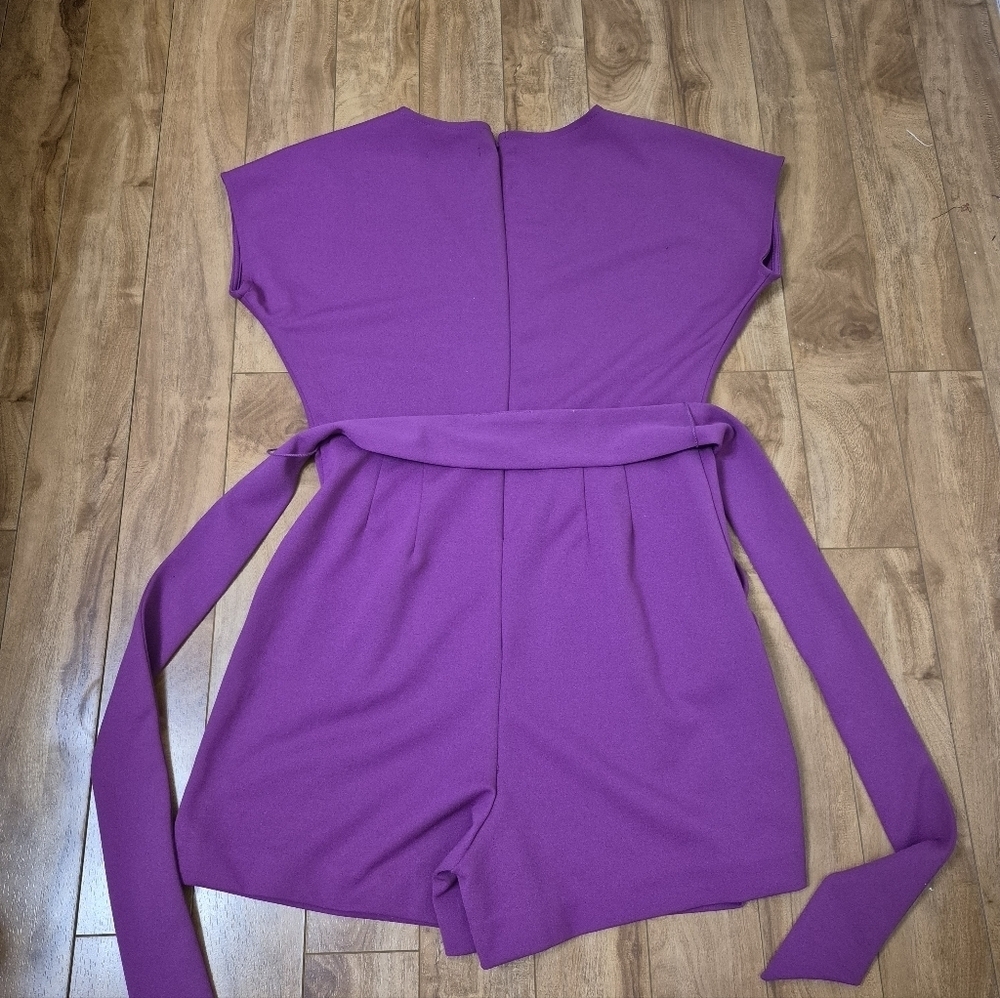 Ricki’s Women's Fuchsia Barbiecore Feminine Wrap-Front Belted Romper Size 6 - Picture 8 of 8
